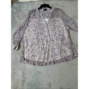 Cocomo Women’s Plus Size 2X Blouse Long Sleeve Semi Sheer Polka Dot Print